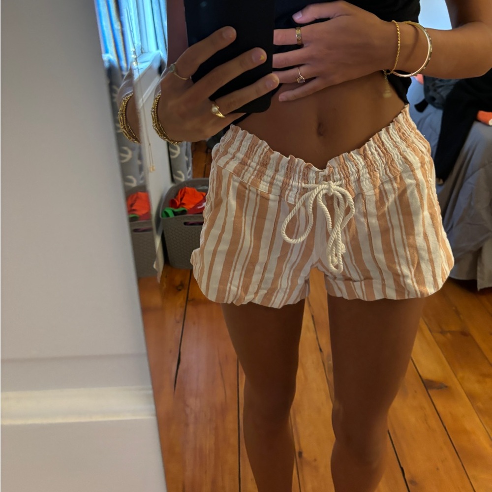 orange and white shorts